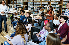 Students intently listening to Professor 
